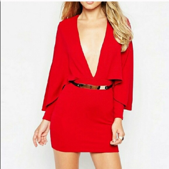Oh My Love Dresses & Skirts - Red crepe cape dress